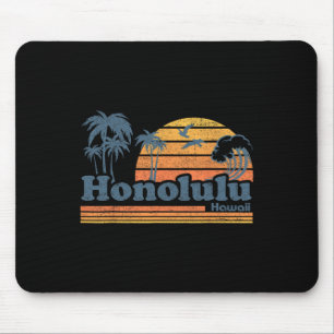 Honolulu Hawaii Vintage Strand Surfen 70er Retro H Mousepad