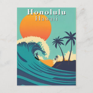 Honolulu Hawaii Vintage-Surfreisen Postkarte