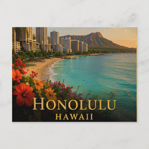 Honolulu Hawaii Waikiki-Küste und Insel-Kultur 🗺️ Postkarte
