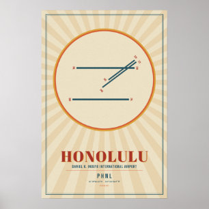 Honolulu HNL Flughafen-Runway-Map-Poster Retro Poster