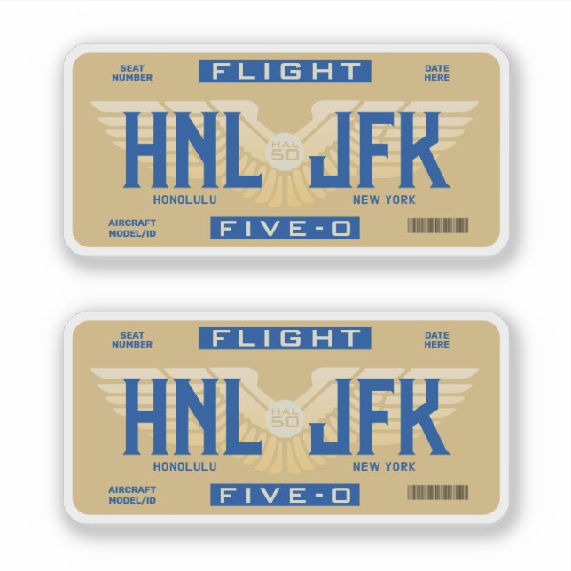 Honolulu nach New York Flight 5-0 Aufkleber (Vorderseite)