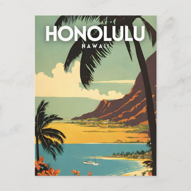 Honolulu Nostalgic Postkarte (Vorderseite)