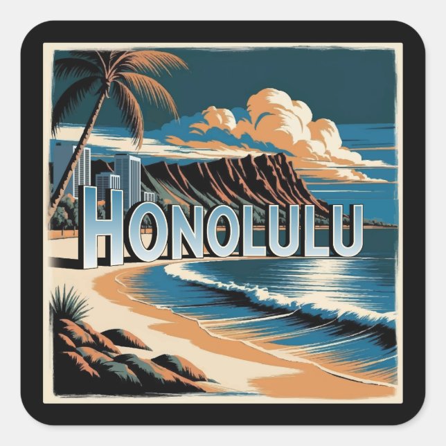 Honolulu O’aho Hawaii Quadratischer Aufkleber (Vorderseite)