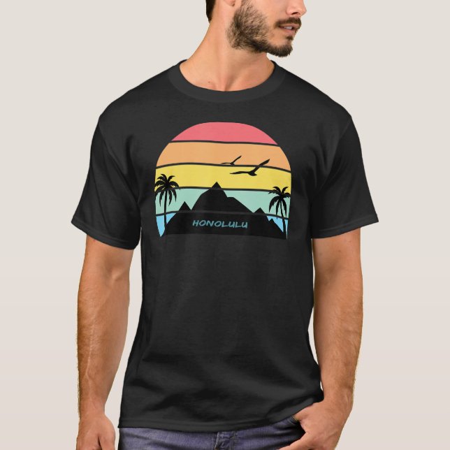 Honolulu Oahu Hawaii Beach Surf Aloha Geschenk Mau T-Shirt (Vorderseite)