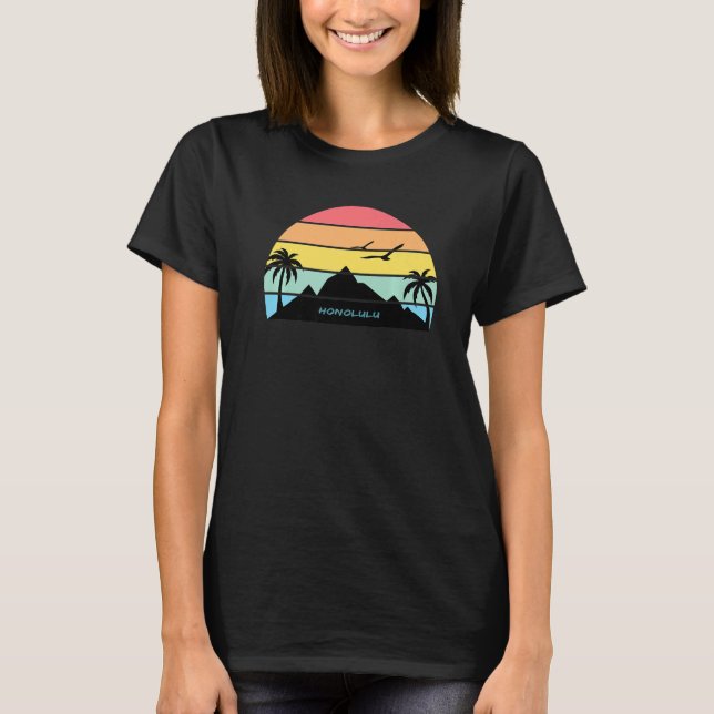 Honolulu Oahu Hawaii Beach Surf Aloha Geschenk Mau T-Shirt (Vorderseite)