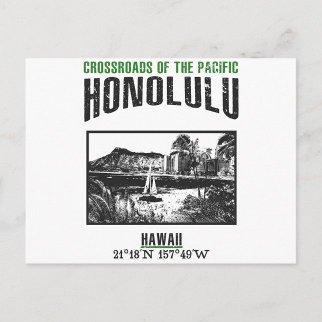 Honolulu Postkarte (Vorderseite)