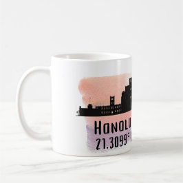 Honolulu Skyline Latitude und Längengrad Kaffeetasse
