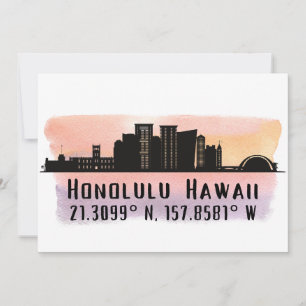 Honolulu Skyline Latitude und Längengrad Karte
