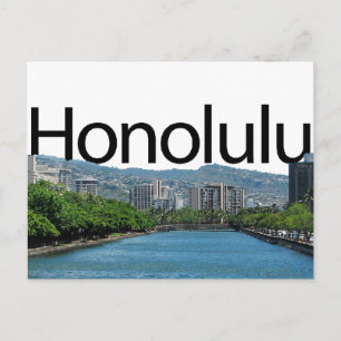 Honolulu Skyline mit Honolulu im Himmel Postkarte