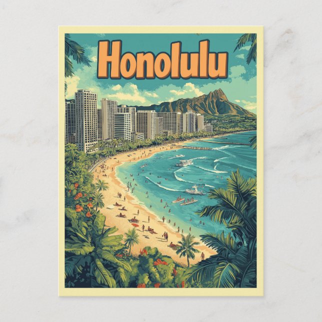 Honolulu - Strand von Urban Hawaii Postkarte (Vorderseite)