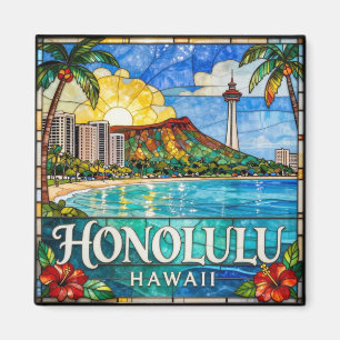 Honolulu Tropische Skyline 🌺 Magnet