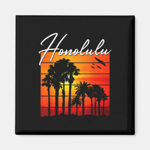 Honolulu Urlaubs-Souvenir Hawaii Sommer Sonnenunte Magnet