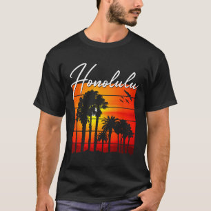 Honolulu Urlaubs-Souvenir Hawaii Sommer Sonnenunte T-Shirt