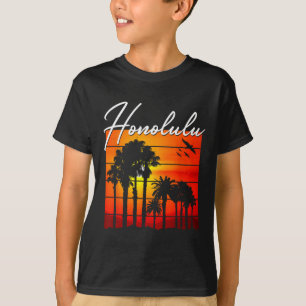 Honolulu Urlaubs-Souvenir Hawaii Sommer Sonnenunte T-Shirt
