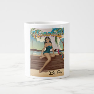 Honolulu Vintag Retro Travel Print Jumbo-Tasse