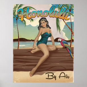 Honolulu Vintag Retro Travel Print Poster