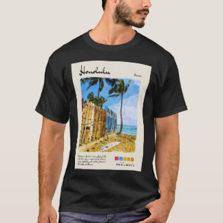 Honolulu Vintag Watercolor Travel T-Shirt