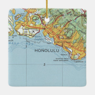 Honolulu Vintage Karte Keramikornament