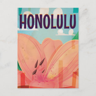 Honolulu Vintage-Reiseposter Postkarte