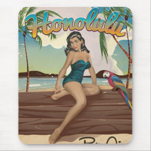 Honolulu Vintage-Urlaub Reise Druck Mousepad