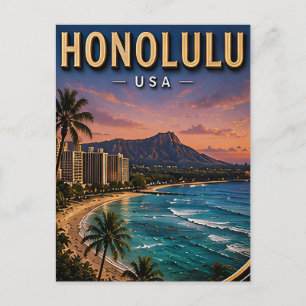 Honolulu Waikiki Beach Tropisches Paradies Postkarte