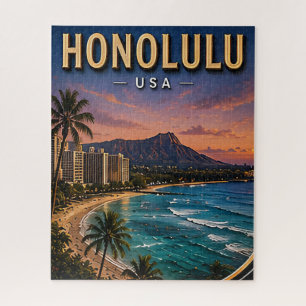 Honolulu Waikiki Beach Tropisches Paradies Puzzle