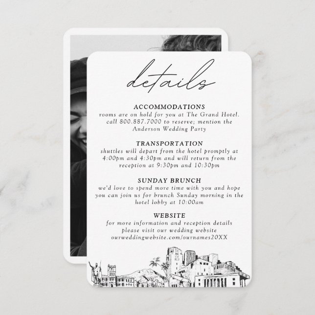 Honolulu Wedding Details Enclosure Card Begleitkarte (Vorne/Hinten)