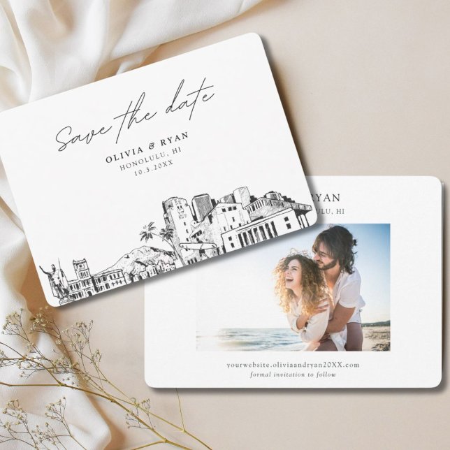 Honolulu Wedding Modern Save the Date Einladung (Honolulu Wedding Modern Save the Date Invitation)