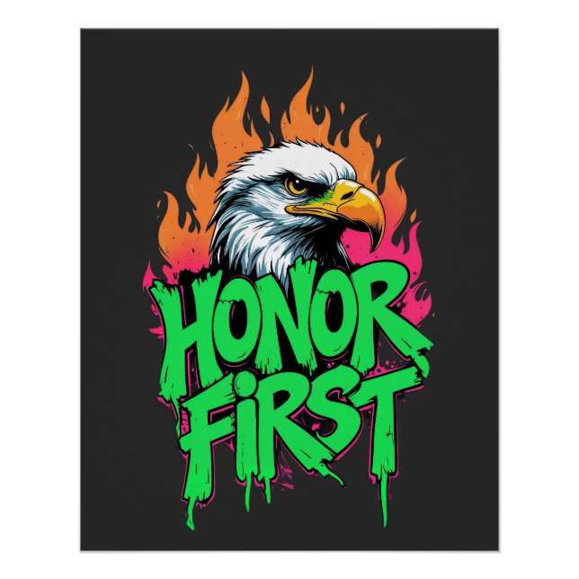 Honor First Bald Eagle Patriotic USA Poster (Vorderseite)