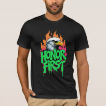 Honor First Bald Eagle T - Shirt Patriotic USA