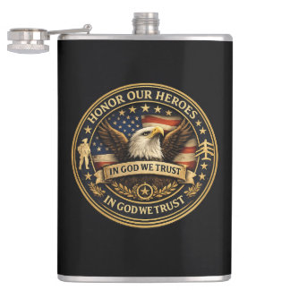 Honor Our Heroes Military Coin Patriotic Flask Flachmann