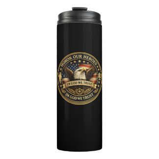 Honor Our Heroes Military Coin Patriotic Flask Thermosbecher