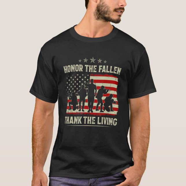 Honor The Fallen Thank The Living Memorial Day Ame T-Shirt (Vorderseite)
