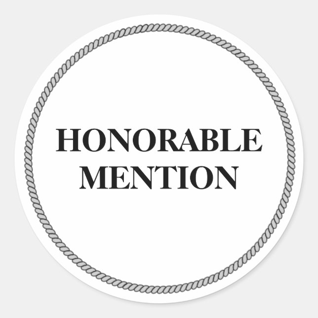 HONORABLE ERWÄHNUNG RUNDER AUFKLEBER (Vorderseite)