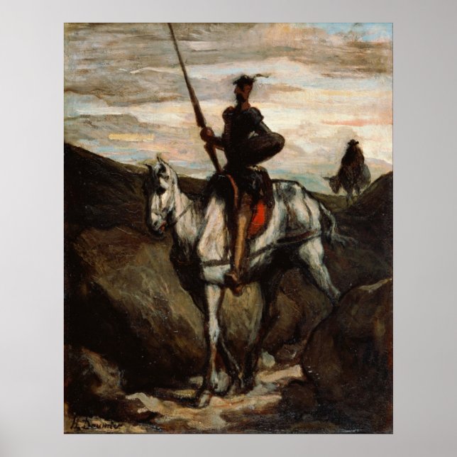 Honore Daumier - Don Quixote in den Bergen Poster (Vorne)