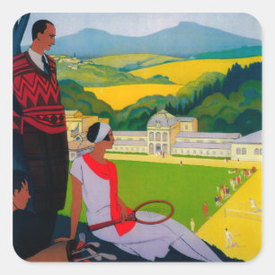 Honore Les Bains Vintag PosterEurope Quadratischer Aufkleber