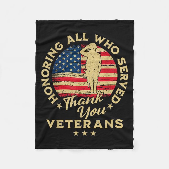 Honoring All Who Served Thank You Veterans Day  Fleecedecke (Vorderseite)