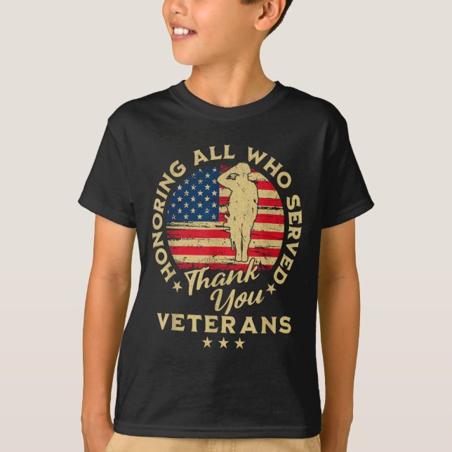 Honoring All Who Served Thank You Veterans Day  T-Shirt (Vorderseite)