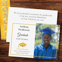 Honors Graduation Announcement Gold Cap and Photo Ankündigung