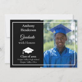 Honors Graduation Announcement White Cap and Photo Ankündigung