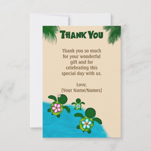 Honu Baby-Meeresschildkröte danken Ihnen FLACHES Dankeskarte (Vorderseite)