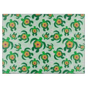 Honu Green Sea Turtles Hibiskus Blume Schneidebrett