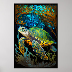 Honu Haven gestettetes Glaswasser Poster