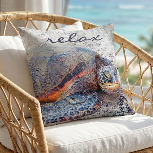 Honu Hawaiian Sea Turtle Foto Relax Script Bold Kissen