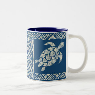 Honu Meeresschildkrötehawaiischer Tapa - Indigo Zweifarbige Tasse