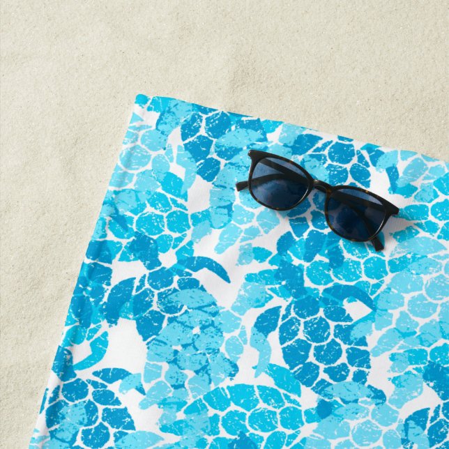 Honu Meeresschildkrötehawaiischer Tapa - Türkis Strandtuch (Beispiel)