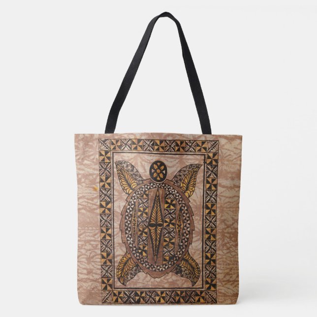 Honu Primitive Hawaiian Tattoo Tapa Beach Bag (Vorderseite)