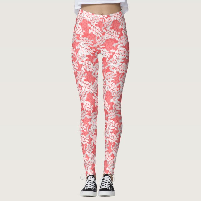Honu Sea Turtle Hawaiian Aloha Guava Leggings (Vorderseite)