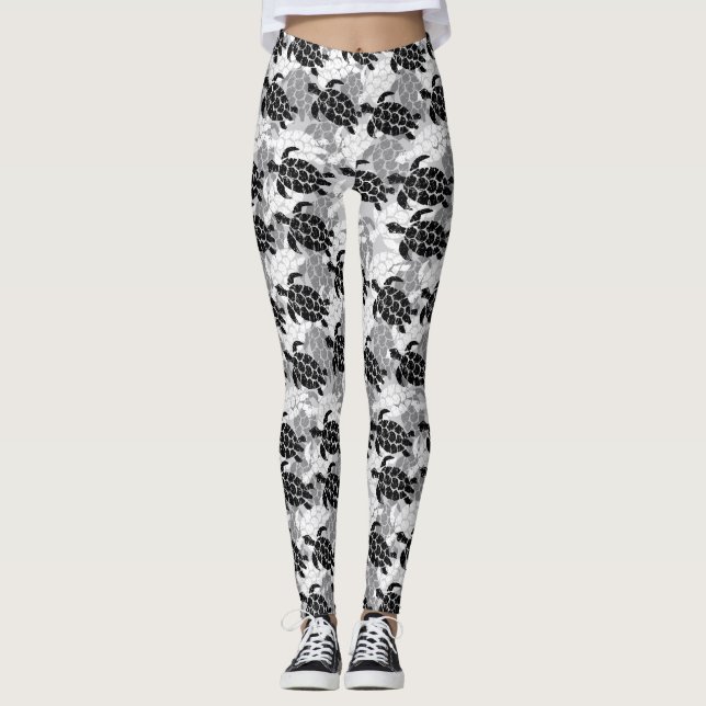 Honu Sea Turtle Hawaiian Aloha Silver Leggings (Vorderseite)