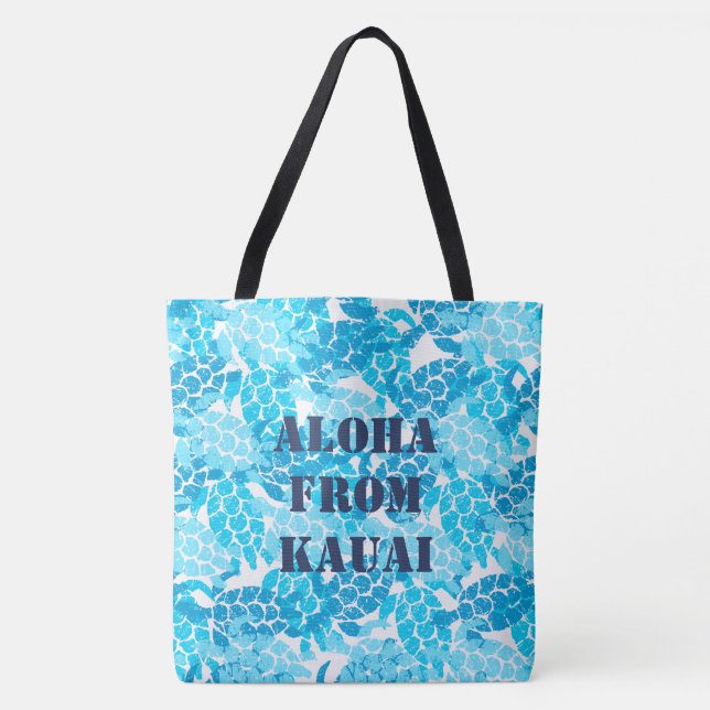Honu Sea Turtle Hawaiian Monogram Aloha Beach Bag (Vorderseite)